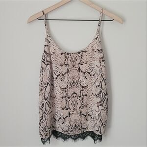 Rachel Zoe Snakeskin Lace Trim Chiffon Cami Tank Size Small